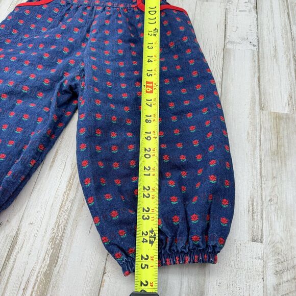 Vintage Y2K OshKosh B’gosh Rose Floral Overall Denim Vestbak Bubble Romper Sz 2t - Picture 9 of 16